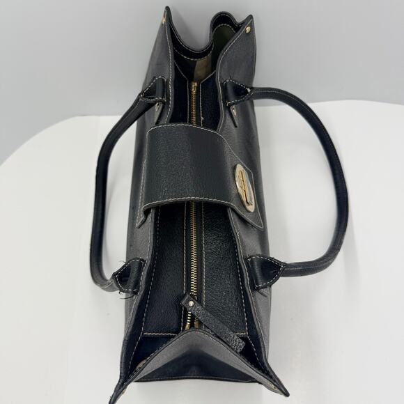 Vintage Kate Spade Black Shoulder Bag Purse Gold Hardware Striped Interior - Picture 6 of 16